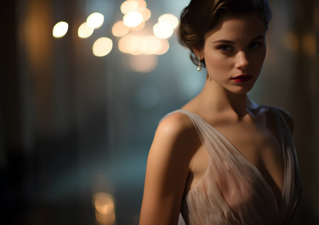 Portrait of a beautiful young woman in a luxurious evening dress.の素材