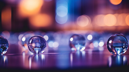 glass balls on the table, bokeh background, shallow depth of fieldの素材