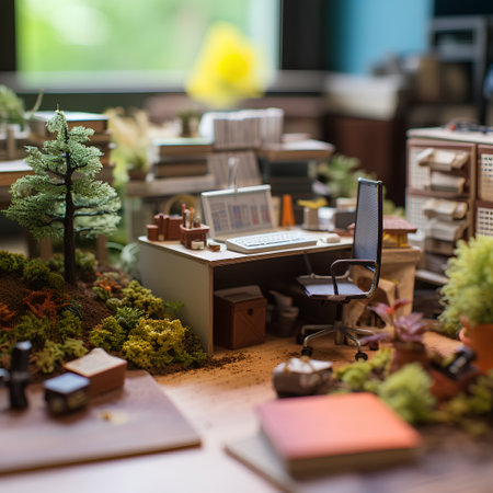 Miniature of an office with a lot of objects in it.の素材