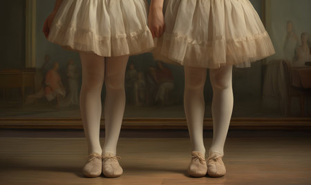 Ballerina's legs in white tutu and pointe shoesの素材