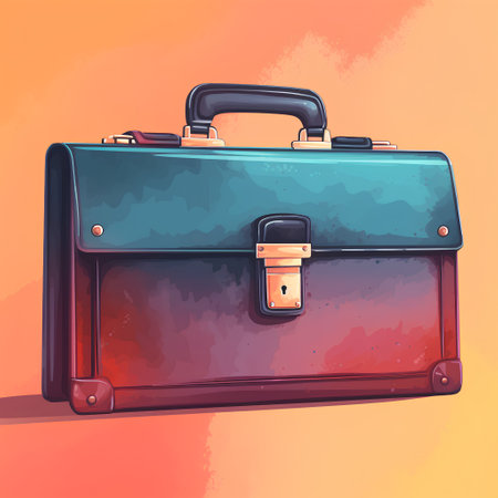 Vector illustration of a suitcase on a colorful background. Cartoon style.の素材