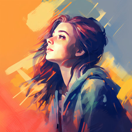 Portrait of a beautiful girl with long hair. Vector illustration.の素材