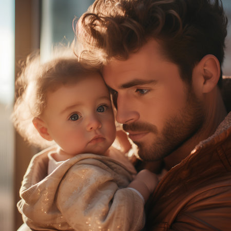 Portrait of a handsome young father and his adorable little daughter.の素材