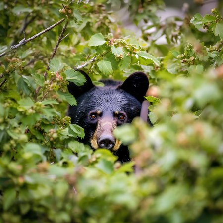 Black bear in the forest. Wild animal in nature. Wildlife scene from nature.の素材