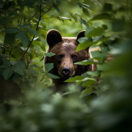 Brown bear in the forest. Wildlife scene from nature. Animal in the nature habitat.の素材