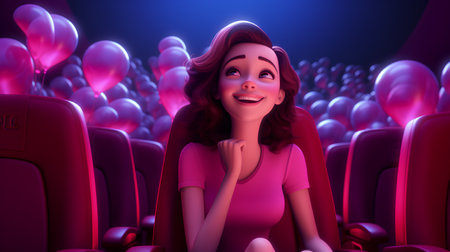 Young beautiful woman in a plane. 3d rendering, 3d illustration.の素材