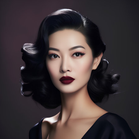 Portrait of beautiful asian woman with classic hairstyle and makeup.の素材