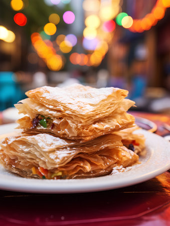 Traditional turkish dessert baklava with cashew, walnuts.の素材
