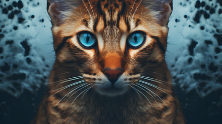 Portrait of a cat with blue eyes. 3d rendering.の素材