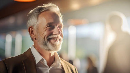 Portrait of a handsome senior businessman standing in office and smiling.の素材