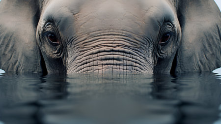 Elephant in the water, close-up portrait of an elephantの素材