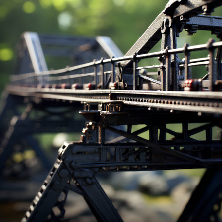 Detail of iron structure of a railway bridge over the river.の素材