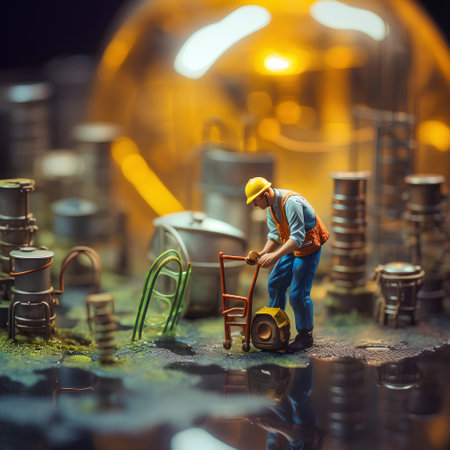 Miniature people engineer working on a construction site. Engineer concept.の素材