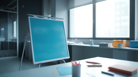 Blank whiteboard in office. Mock up, 3D Renderingの素材