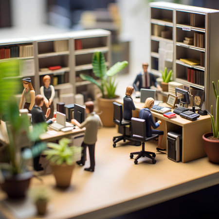 Miniature people working in the office. Selective focus. Business concept.の素材
