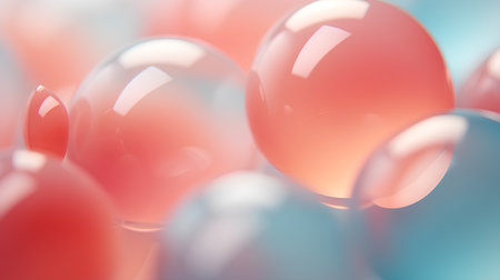 abstract background with red and blue balloons. 3d render illustrationの素材