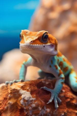 Close up of a leopard gecko (Eublepharis macularius)の素材