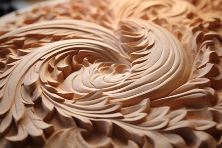 Wooden sculpture in the form of a heart, close-upの素材