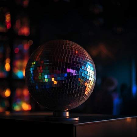 Disco ball on dark background. Disco club concept. 3D Renderingの素材