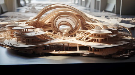 3d illustration of a model of the city of the future.の素材