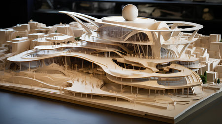 3d illustration of a model of the city of Gdanskの素材