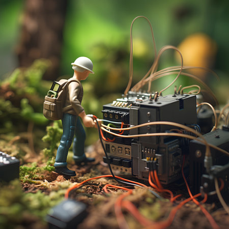 Miniature people : Engineer working on a construction site. Engineer and engineer working on the construction siteの素材