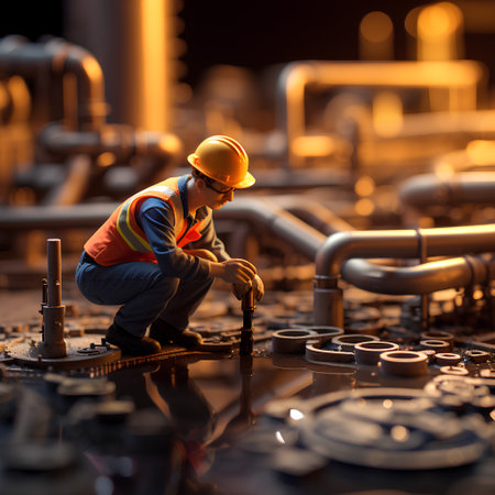Engineer working in oil refinery. Industry and technology. Selective focus.の素材