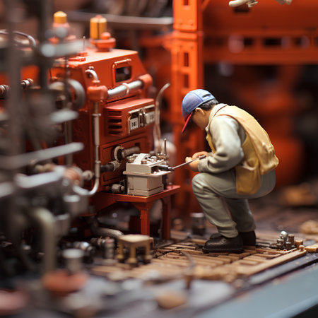 Miniature people engineer working on a construction site. Industrial concept.の素材