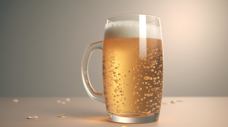 Mug of beer with foam and bubbles. 3d illustration.の素材