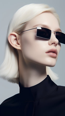 Fashion portrait of a beautiful blonde woman in sunglasses. Beauty, fashion.の素材