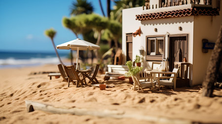 Restaurant on the beach. Vacation and travel concept.の素材