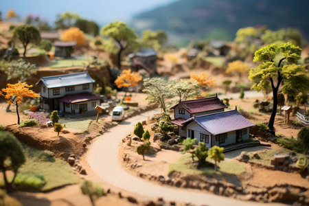 Miniature of the city. Miniature model of a city.の素材