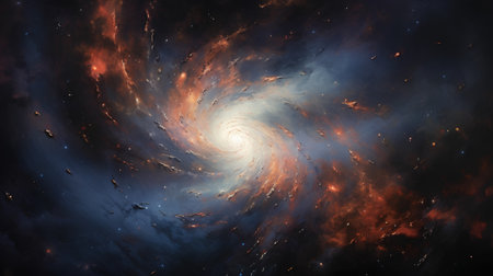 Fractal spiral in space, computer generated abstract background, 3D renderingの素材