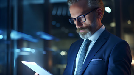 Businessman using digital tablet in office. Business and technology concept.の素材