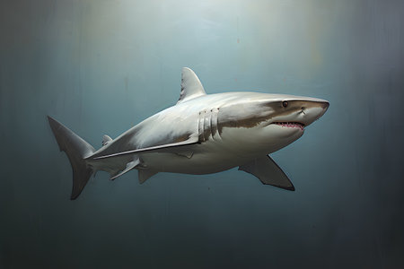 Great White Shark. 3D render of a great white shark.の素材