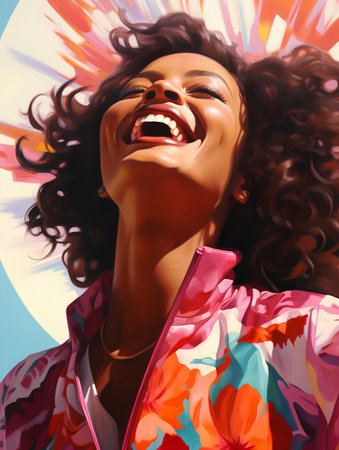 Portrait of a beautiful african american woman with curly hairの素材