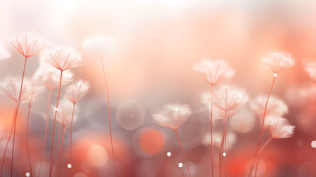 Fluffy dandelion flowers on bokeh background. Vector illustration.の素材