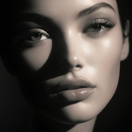 Portrait of a beautiful young woman with makeup. Close-up.の素材