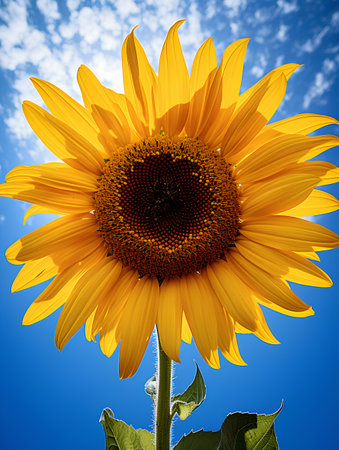 Sunflower on a blue sky background. Close-up. Nature.の素材