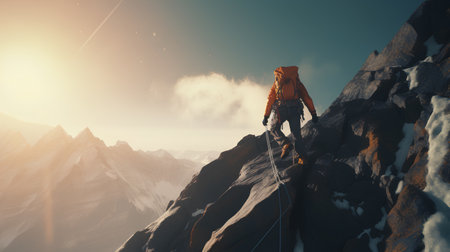 climber on the edge of a cliff. 3d renderingの素材