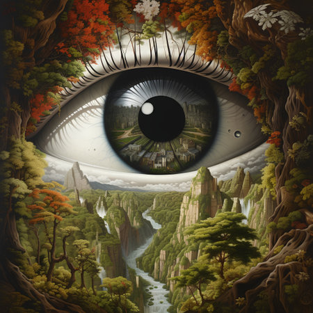 Eye of God in the forest. 3D rendering. Computer digital drawing.の素材