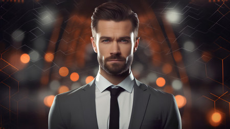 Portrait of a handsome young man in elegant suit. Men's beauty, fashion.の素材