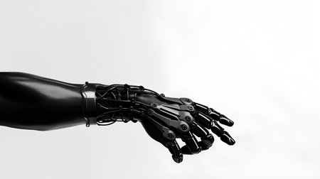 3d rendering robotic hand on white background with blank space for textの素材