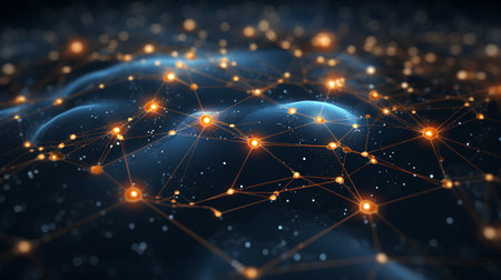 3d rendering of abstract digital background with connecting dots and lines.の素材