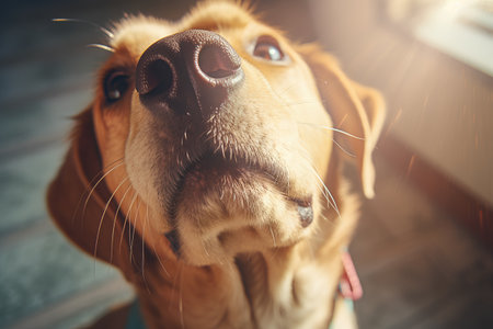 Portrait of a beautiful dog, Labrador Retriever, close-upの素材