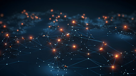 Abstract polygonal space low poly dark background with connecting dots and lines. Connection structure. 3d renderingの素材