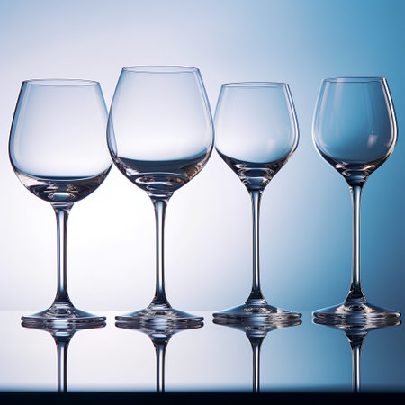 Wine glasses on a blue background. 3d rendering. Toned.の素材