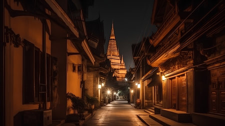 Wat Phra Si Sanphet at night, Bangkok, Thailandの素材