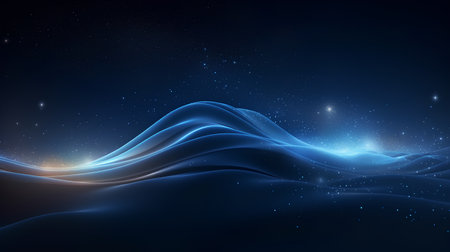 Futuristic abstract background with wavy lines and stars. Vector illustration.の素材