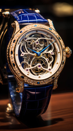 Wristwatch on a dark background close-up. Luxury watch.の素材